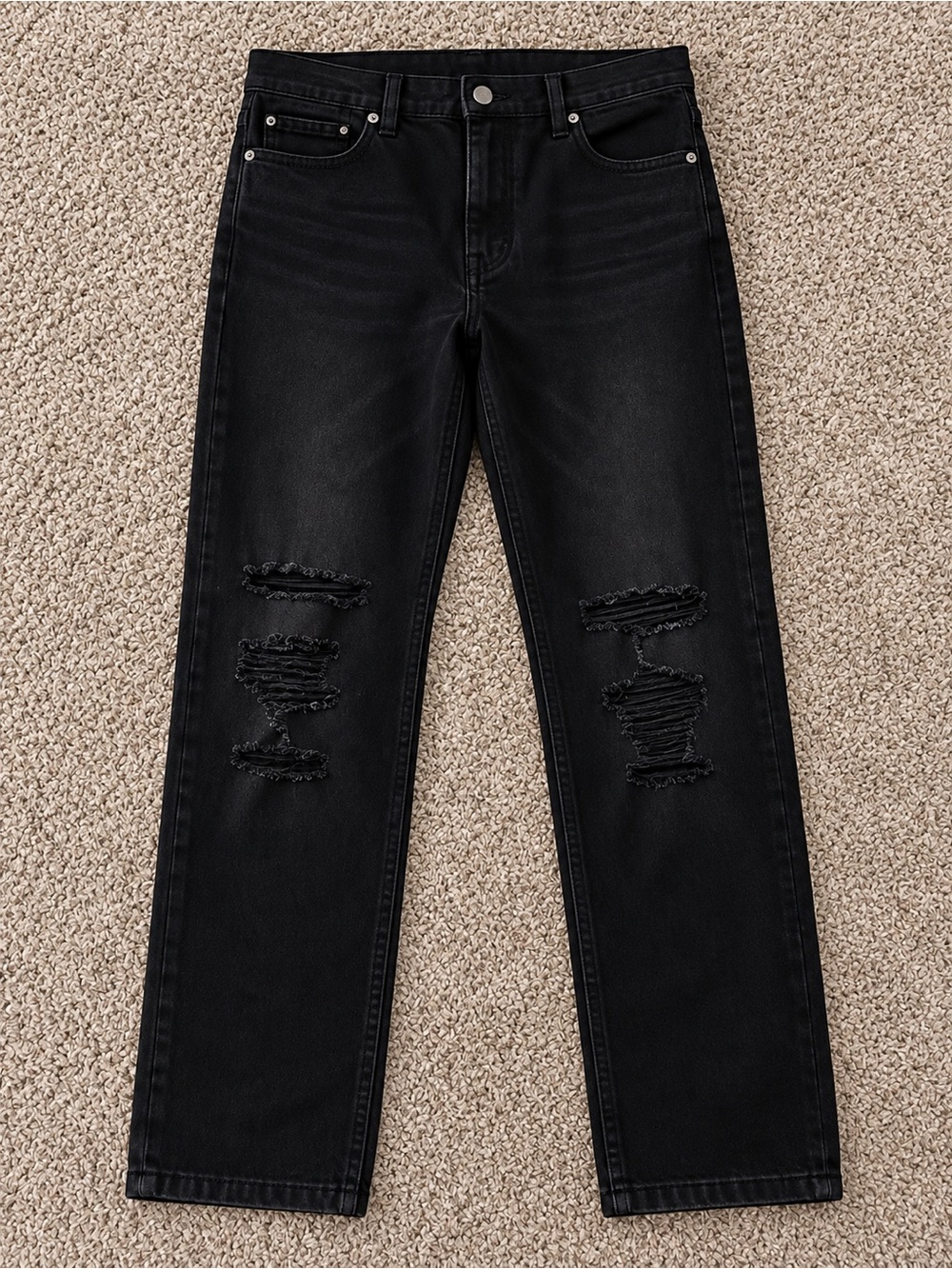 Levi's Men's Black Distressed Straight Jeans
